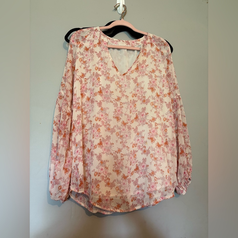 Floral V-Neck Blouse - Pink